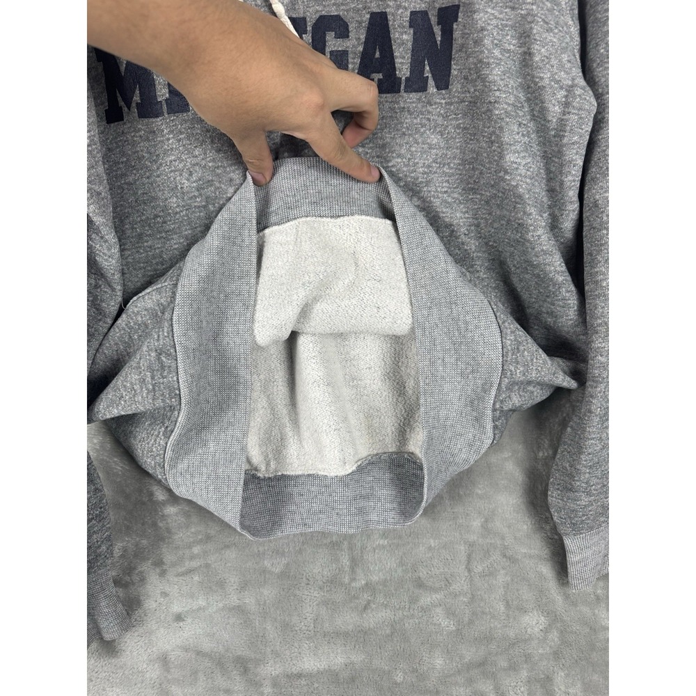 Vintage Michigan Raglan Grey Pullover Hoodie Mens Large 80s USA College - Picture 7 of 14